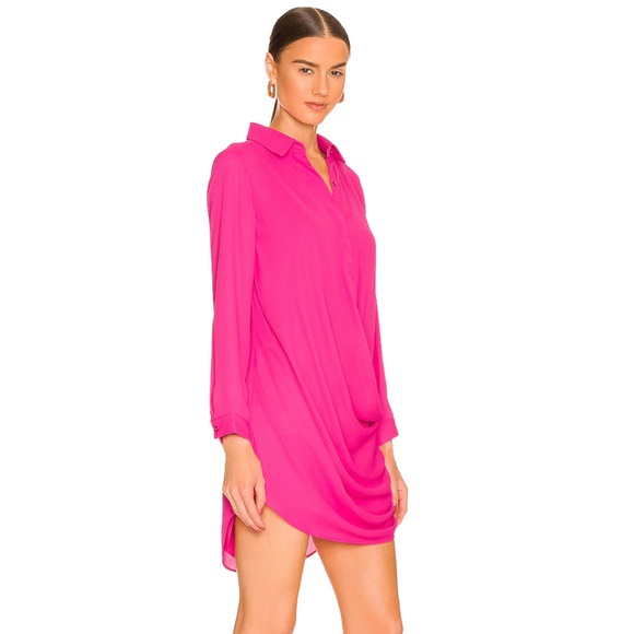 Krisa Drape Button Front Mini in Rosa - Picture 3 of 11